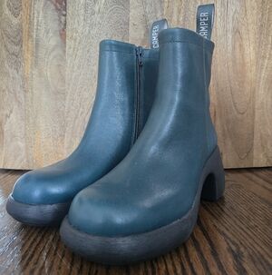 Camper Thelma Green Leather Boots